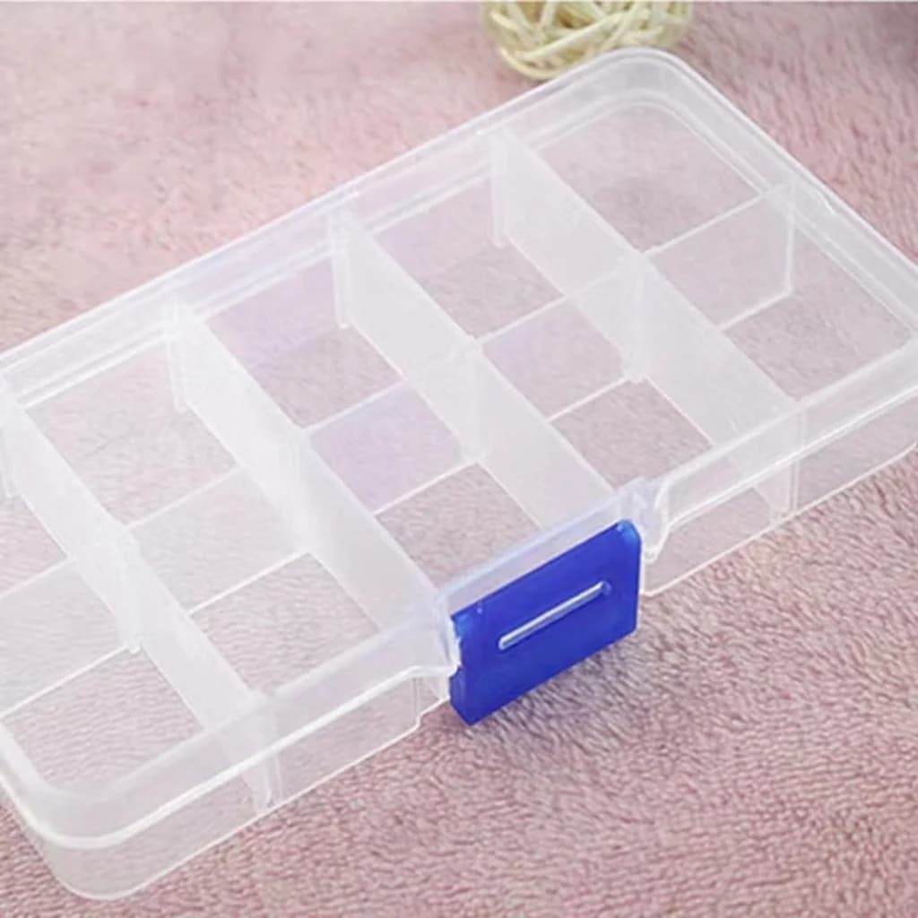 Prozirna plastična kutija s 10 pretinaca za dragulje za nail art i alat