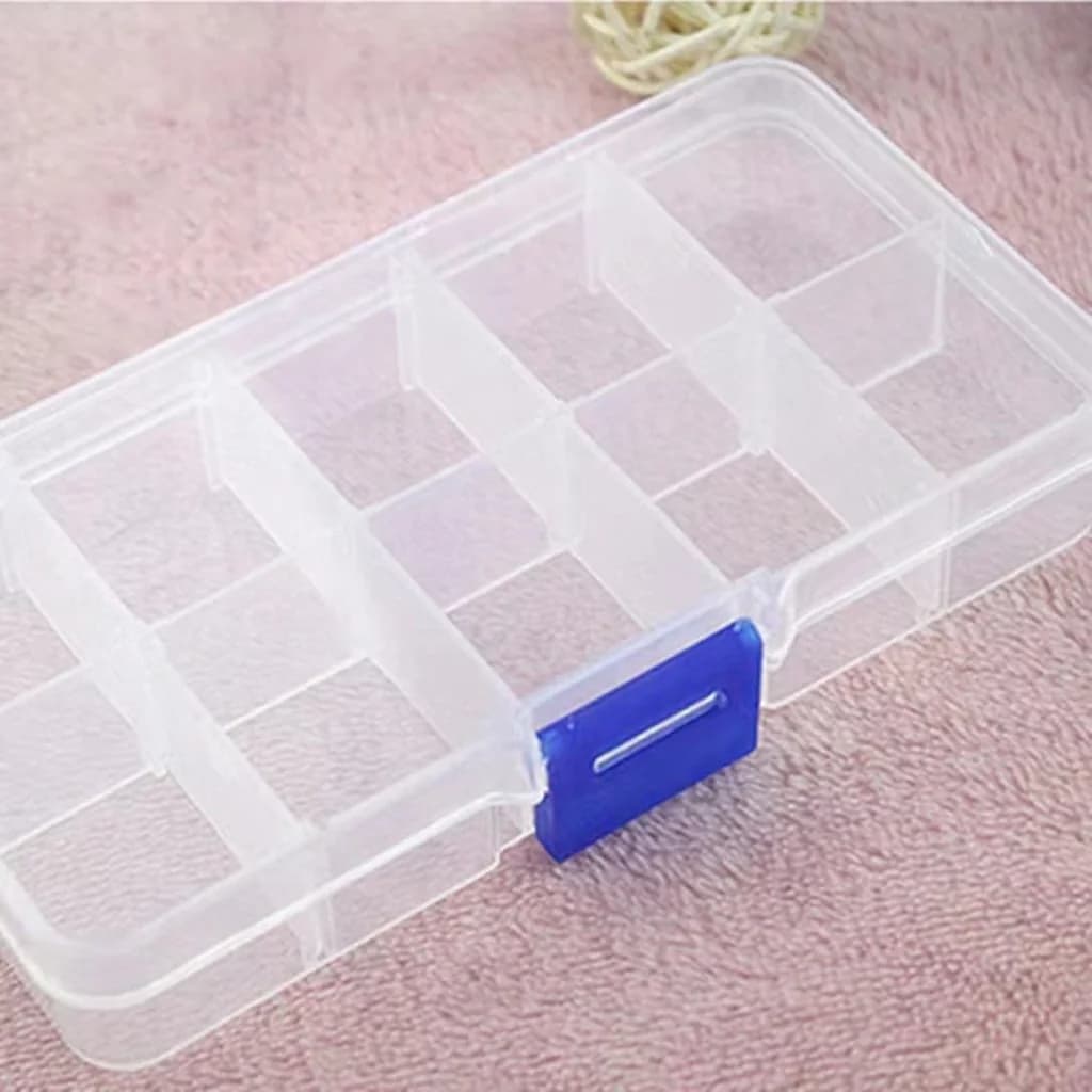 Prozirna plastična kutija s 10 pretinaca za dragulje za nail art i alat