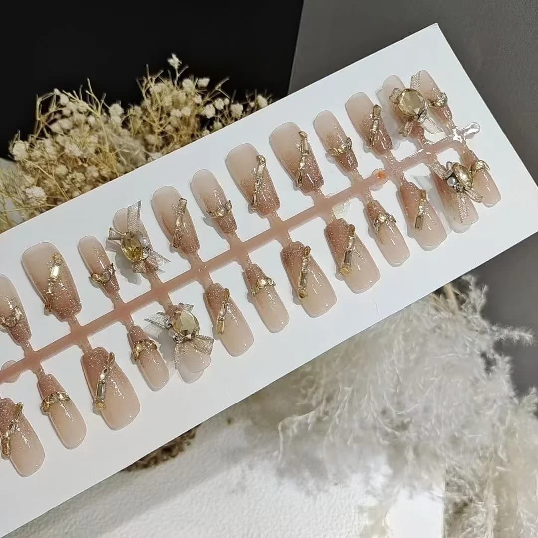 Naljepnice za nokte s organza mrežicom i kristalima, 30 komada